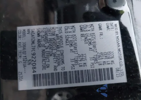2015 Nissan Rogue Sv from USA, damaged, VIN 5N1AT2ML7FC922084